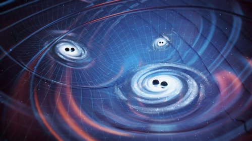 <multi>[fr] Les systèmes binaires de trous noirs supermassifs situés au cœur des galaxies produisent des ondulations dans l'espace-temps appelées ondes gravitationnelles. Les ondes gravitationnelles émises par toutes les binaires de trous noirs supermassifs de l'univers se combinent pour former un bruit de fond stochastique.[en] Supermassive binary black hole binary systems at the cores of galaxies produce ripples in spacetime called gravitational waves. Gravitational waves from all of the supermassive black hole binaaries in the universe combine to form a stochastic background.</multi>
