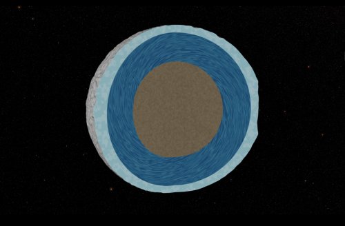 <multi>[fr]Vue en coupe de l'intérieur de la lune Mimas, comprenant une coquille de glace, un océan d'eau global et un noyau de silicates.[en]Cross-section of the interior of the moon Mimas, comprising an ice shell, a global water ocean and a silicate core.</multi>